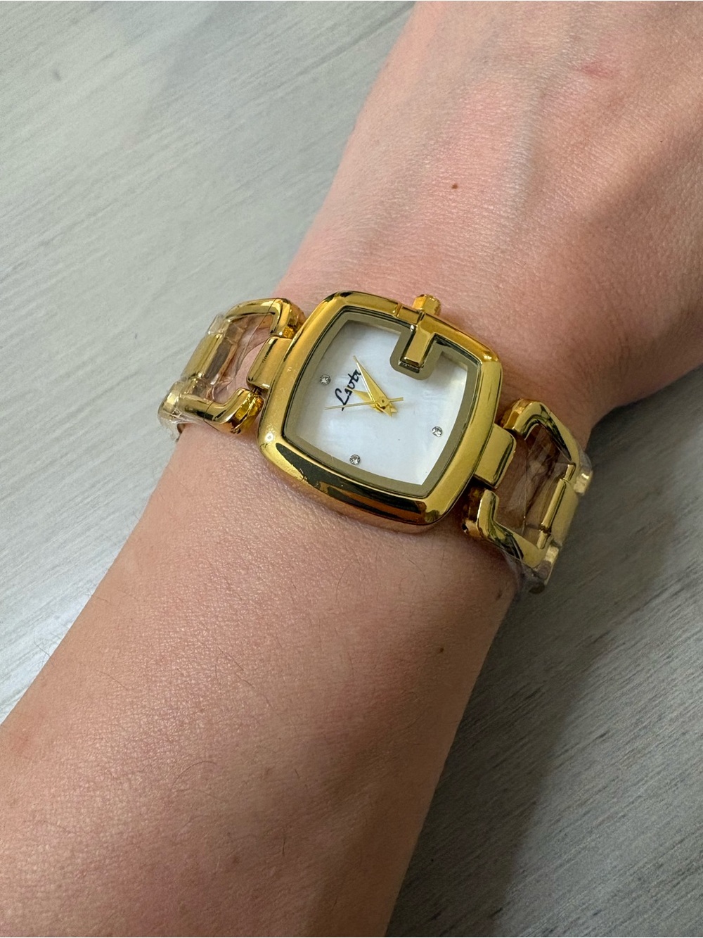 Gold-Tone Square Link Women's Watch - Picture 5 of 6